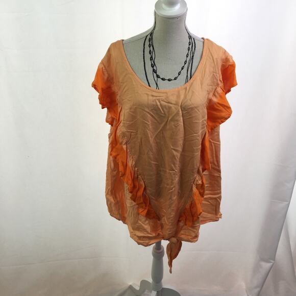 A.n.a Tie dye ruffle blouse orange XL - Picture 14 of 16